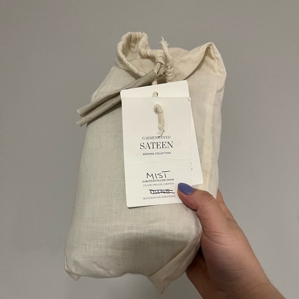 Restoration Hardware RH Sateen Euro Mist Pillow Sham New w tags Made in Italy